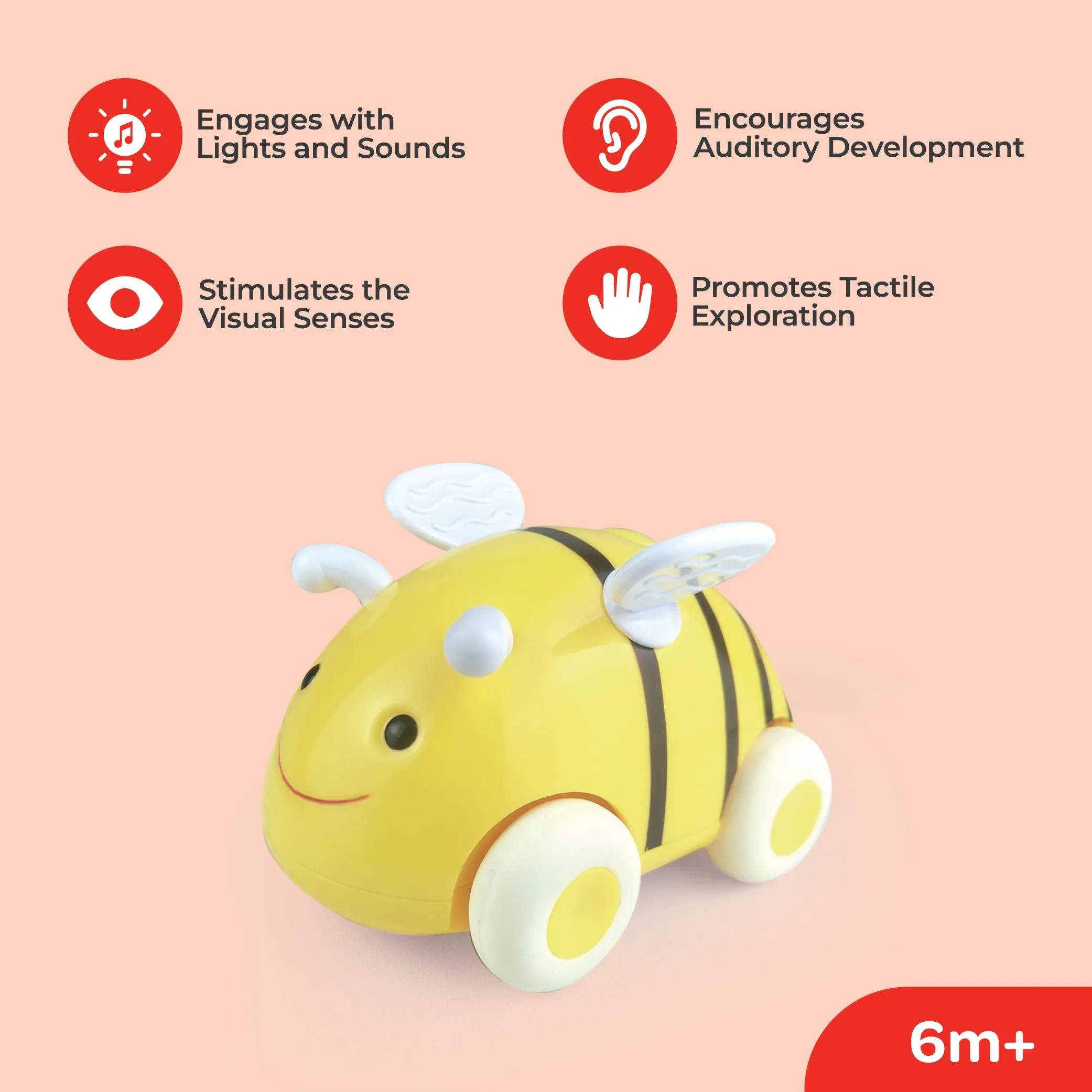Moon - Bumble Buzz Pull Back Toy - Multicolour