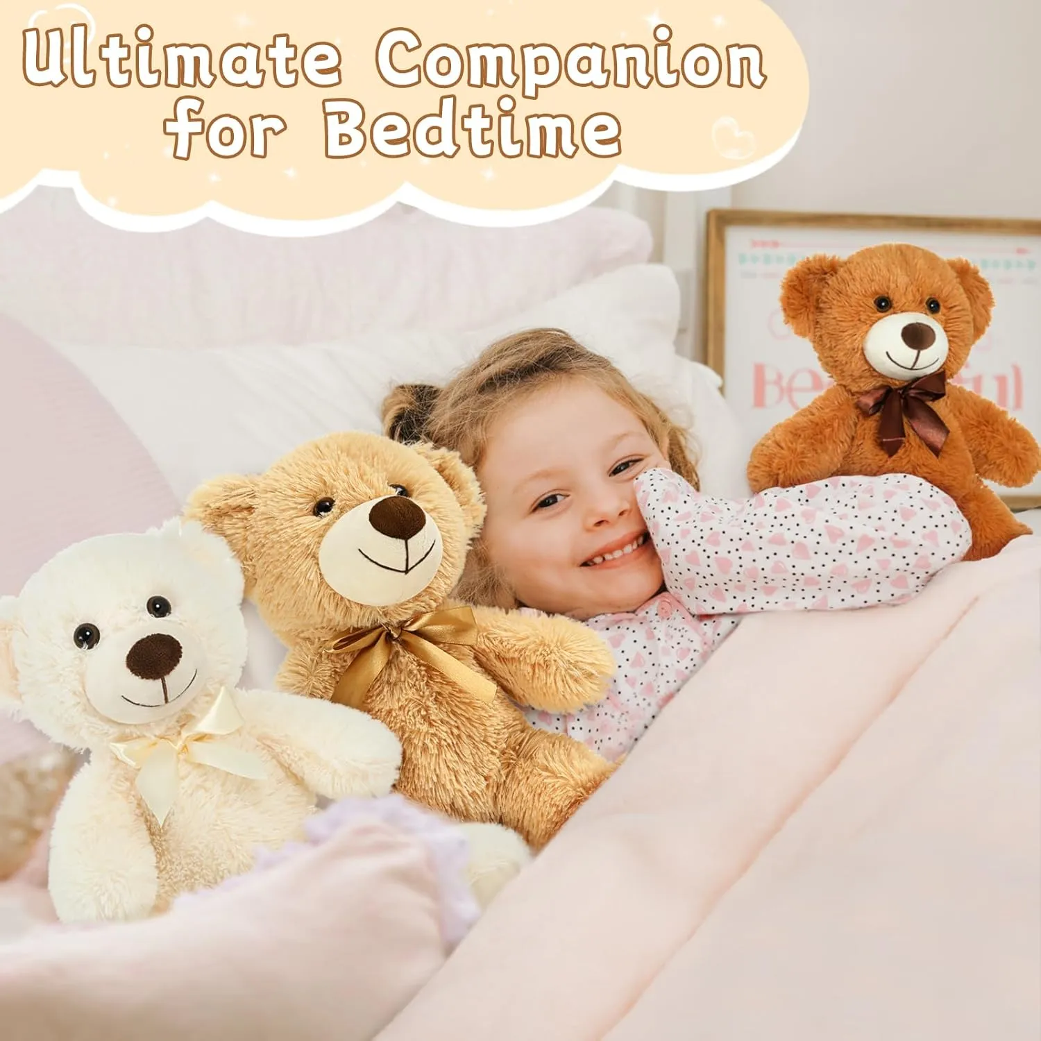 MorisMos 6Pcs Teddy Bears Bulk Baby Shower, 14inch Cute Teddy Bear Stuffed Animals Plush, Small Stuffed Bears on Centerpiece Baby Shower, Brown, Dark Brown