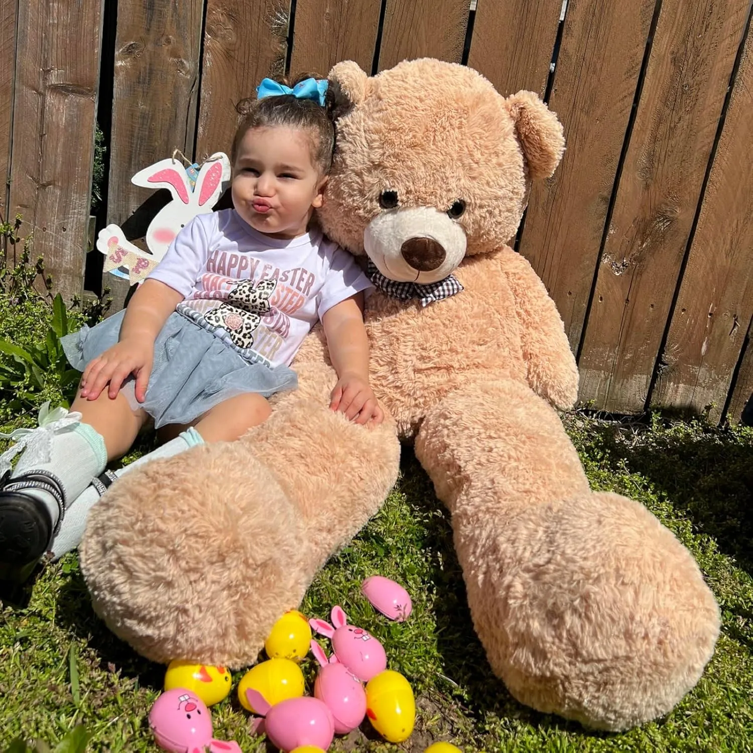 MorisMos Bow Tie Giant Teddy Bear 4 Feet, 47inch Stuffed Animal Big Teddy Bear Plush, Classic Girlfriend Boyfriend Gift, Brown