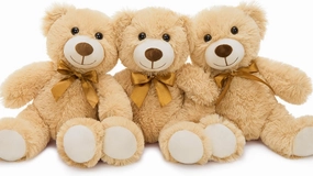 MorisMos 3Pcs Teddy Bears Bulk Baby Shower, 14inch Cute Teddy Bear Stuffed Animals Plush, Small Stuffed Bears on Centerpiece Baby Shower, Brown