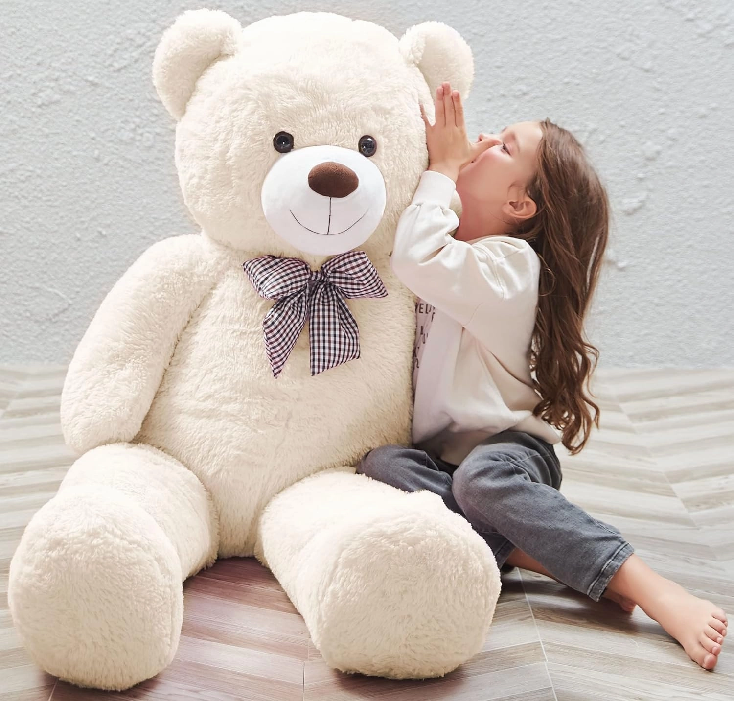 MorisMos Bow Tie Giant Teddy Bear 4 Feet, 47inch Stuffed Animal Big Teddy Bear Plush, Classic Girlfriend Boyfriend Gift, White