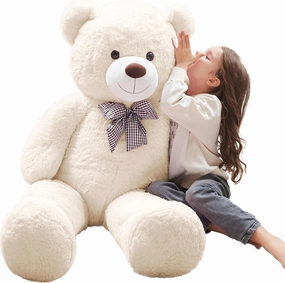 MorisMos Bow Tie Giant Teddy Bear 4 Feet, 47inch Stuffed Animal Big Teddy Bear Plush, Classic Girlfriend Boyfriend Gift, White