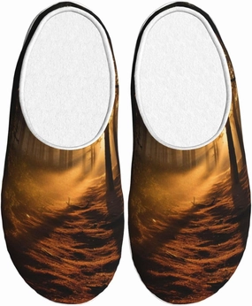 Morning Sunlight In Wilderness Slippers With Fluffy Soft Warm For Men, Flannel Slippers Cozy Plush Indoor Outdoor,Size 12-13