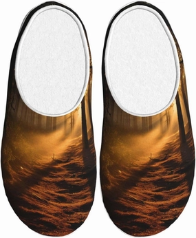 Morning Sunlight In Wilderness Slippers With Fluffy Soft Warm For Women, Flannel Slippers Cozy Plush Indoor Outdoor, Size 6-7
