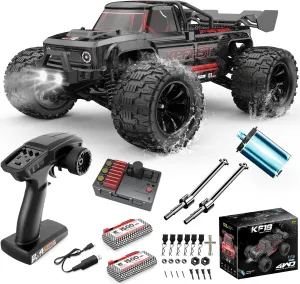 Mostop 1/14 Brushless Fast RC Cars for Adults, Max 30mph High Speed RC Truck, 4WD Electric Off-road Vehicle 4X4 Remote Control Car with 2 Batteries, Compatible 3S Lipo Batteries, Birthday Gift for Men