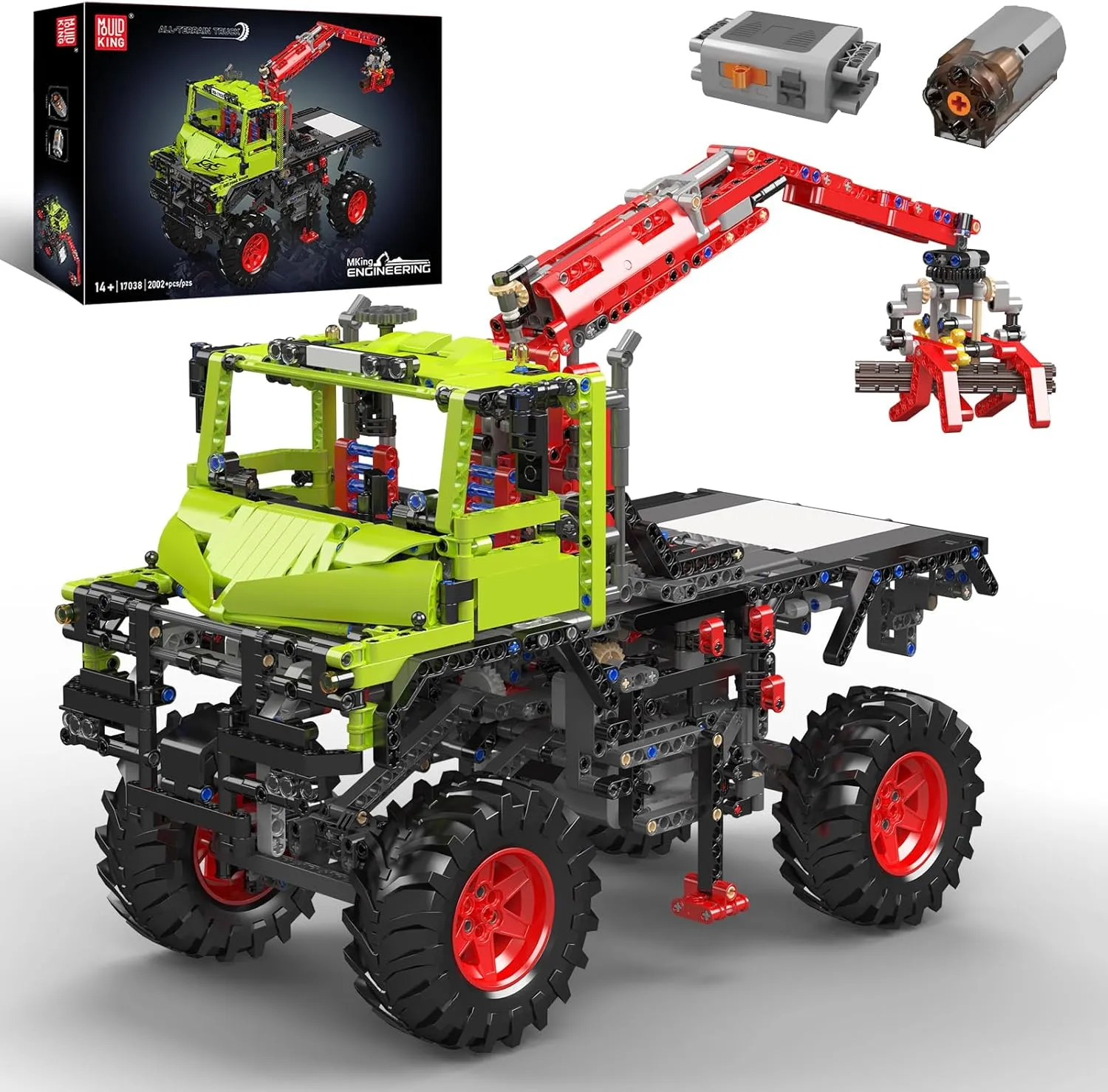 Mould King 17038 Off-Road Trucks Building Kits, All-Terrain 4x4 Mountain Truck Car Sets Model with Electric Motor, Gift for Kids Age 8 /Adult Collections Enthusiasts (2002  Pieces)