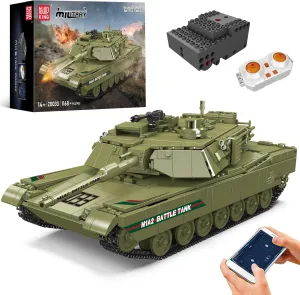 Mould King 20033 MIA2 Main Battle Tank Building Kits, MOC Military Tank Building Set for Adults, Collectible Army Model with Battery/APP Remote Control, Toys Gift for Kids Age 8  (1168 Pieces)