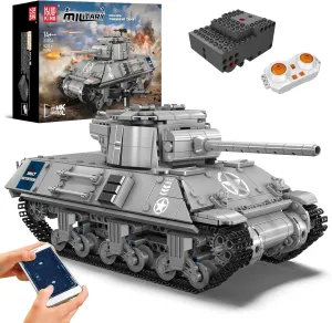 Mould King 20034 M36 Pershing Tank Construction Set, APP/Remote Control Tank Building Block with Motor (1057PCS), Collectable Military Car Model Toys for Kids/Adult 8 Years Up