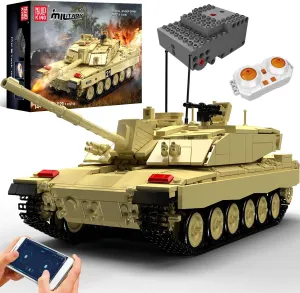 Mould King 20037 Challenger-2 Tank Building Block Kits, 1129 PCS Military Vehicle Model Building Blocks Set, Adult Collectible Model Kits, Remote/APP Control Construction Block Sets for Kids Age 8 