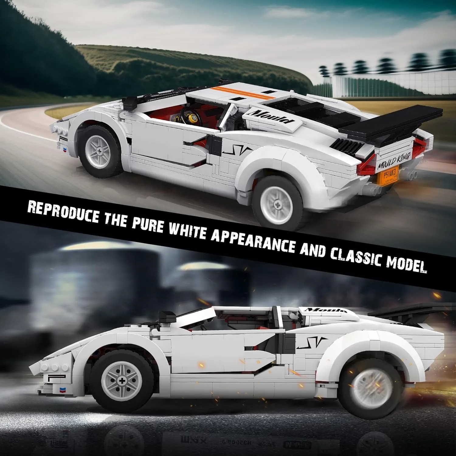 Mould King Super Sports Car Building Blocks Sets, 1349 Pieces Racing Car MOC Building Kit Toys Collectible Set for Adults, Sports Car Model for Car Lover