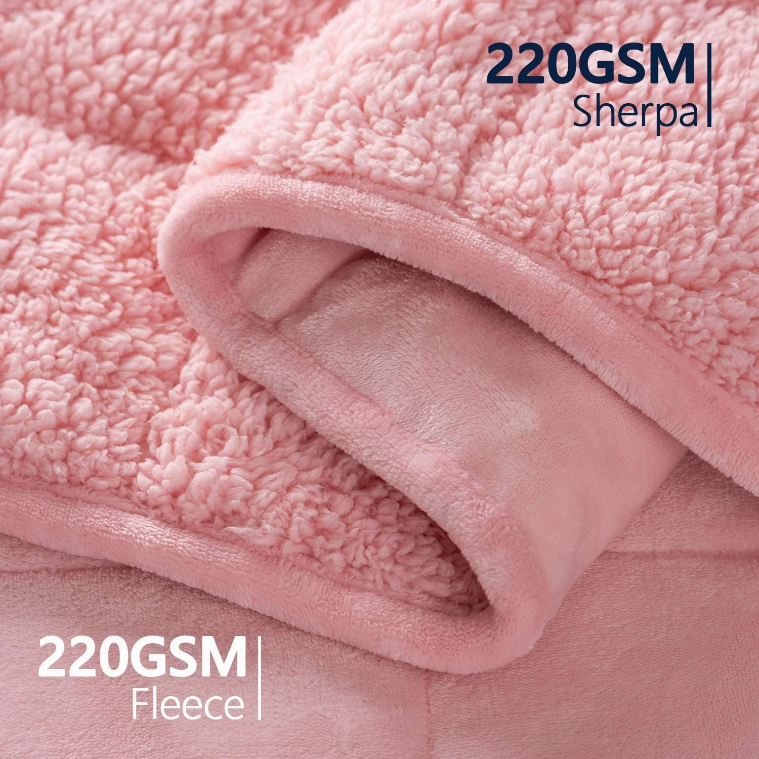 Mr. Sandman Sherpa Weighted Blanket 15lbs for Adults Relieve Stress, Fluffy Heavy Blanket with Premium Ceramic Beads - 48"x72" Twin Size Pink