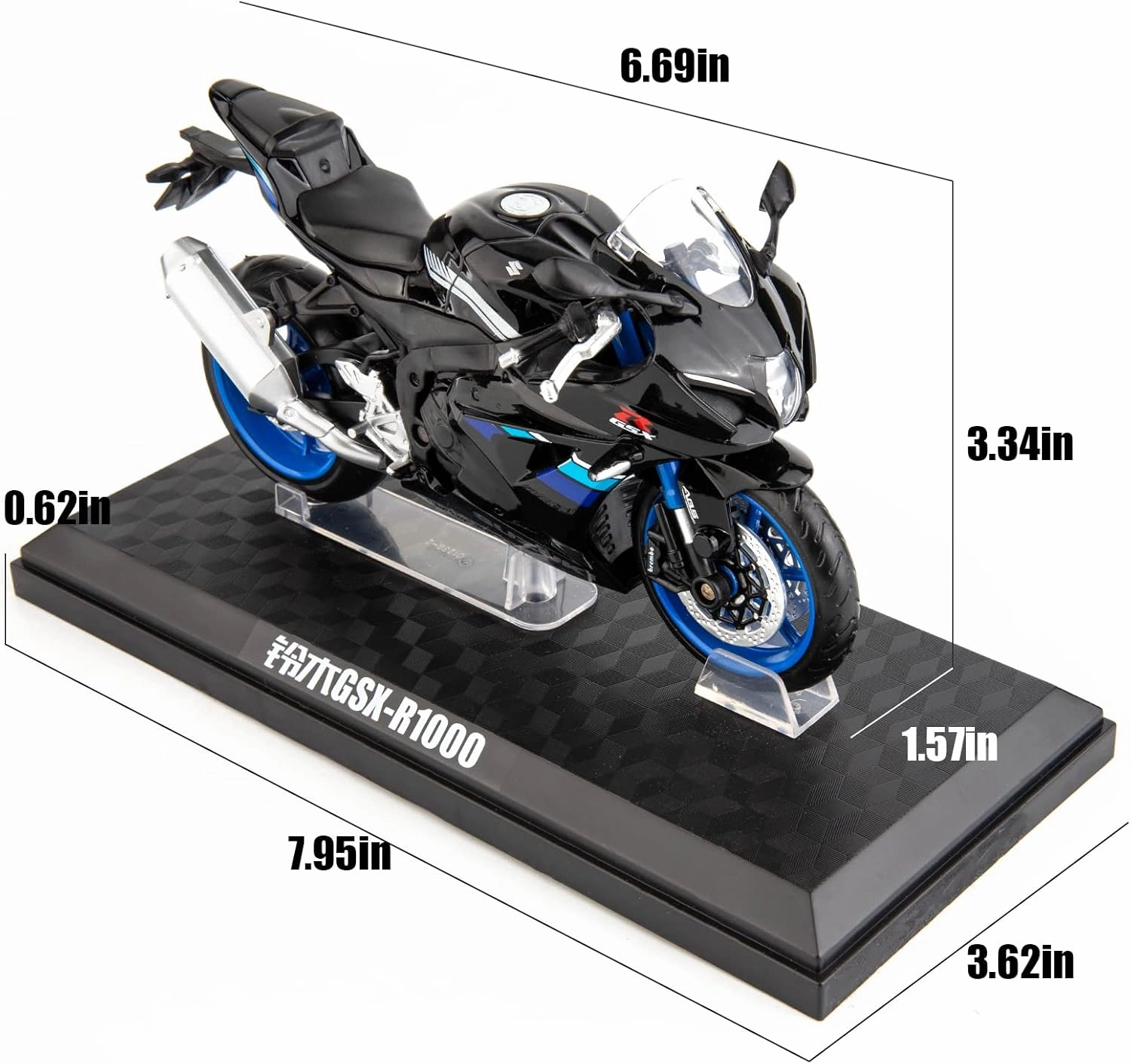MSZ 1/12 Compatible for Suzuki GSX-R1000 Motorcycle Toy,Collector Motorcycle Modle with Display Stand,Toy Motorcycles for 3-9 Year Old Boys Black