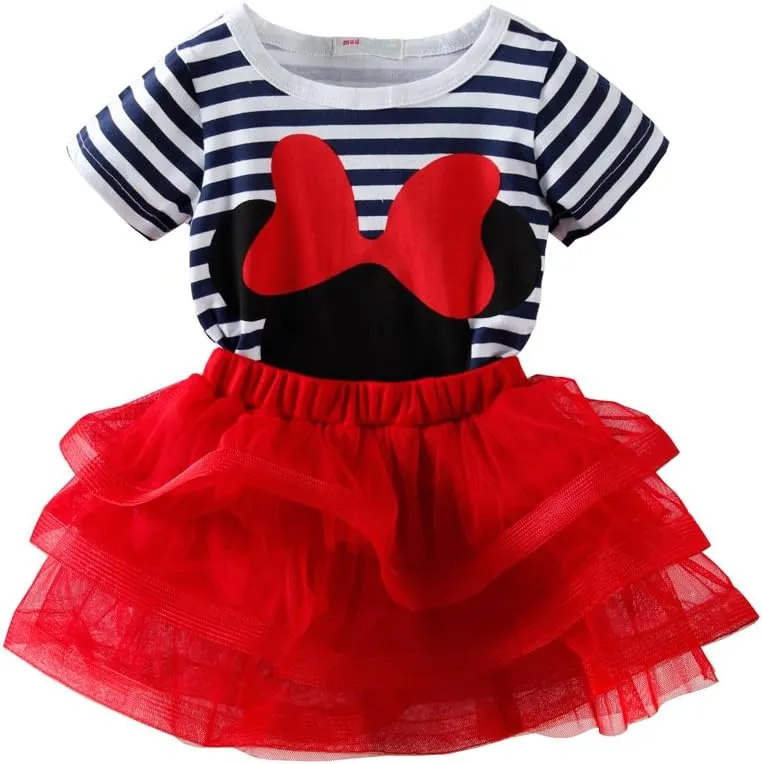 Mud Kingdom Toddler Girls' Cartoon Cute Set T-Shirt and Tutu Skirt Outfit