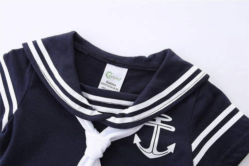 Mud Kingdom Baby Boy Rompers with Hat Uniform Nautical 2 Piece Set Bodysuit