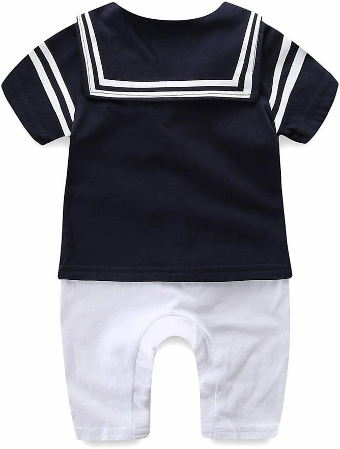 Mud Kingdom Baby Boy Rompers with Hat Uniform Nautical 2 Piece Set Bodysuit