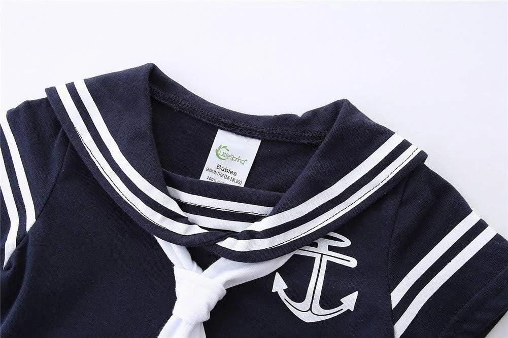 Mud Kingdom Baby Boy Rompers with Hat Uniform Nautical 2 Piece Set Bodysuit