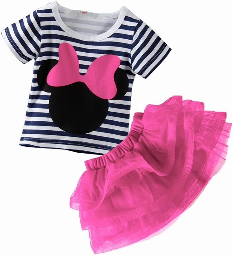 Mud Kingdom Toddler Girls' Cartoon Cute Set T-Shirt and Tutu Skirt Outfit