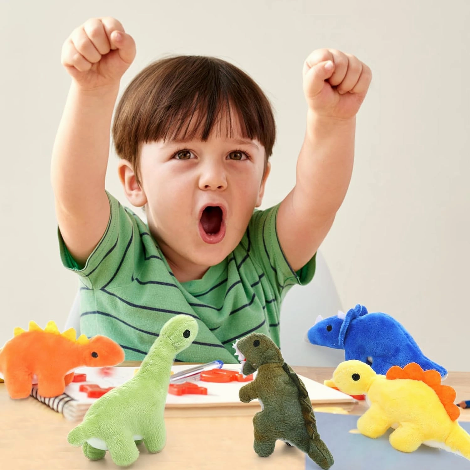 Muiteiur Dinosaur Stuffed Animals with Babies, Soft 19.6 Inch Plush T-Rex Zippered Belly Inside with 5 Cute Baby Dinosaurs, Set for Kids