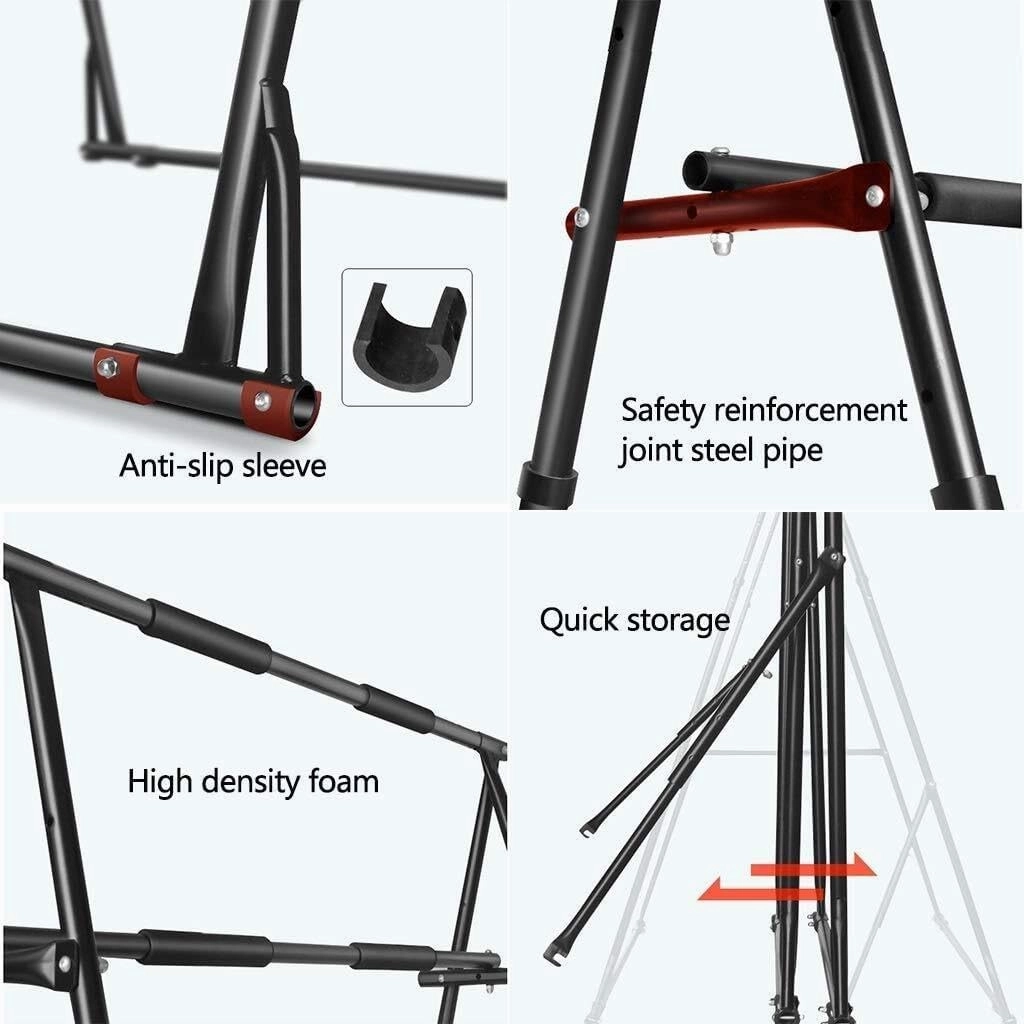 Multi-Function Horizontal Bar, Adjustable Pull-up Device for Home Gym, Stable & Heavy Duty, 200kg Load, Black - 180x120x250cm