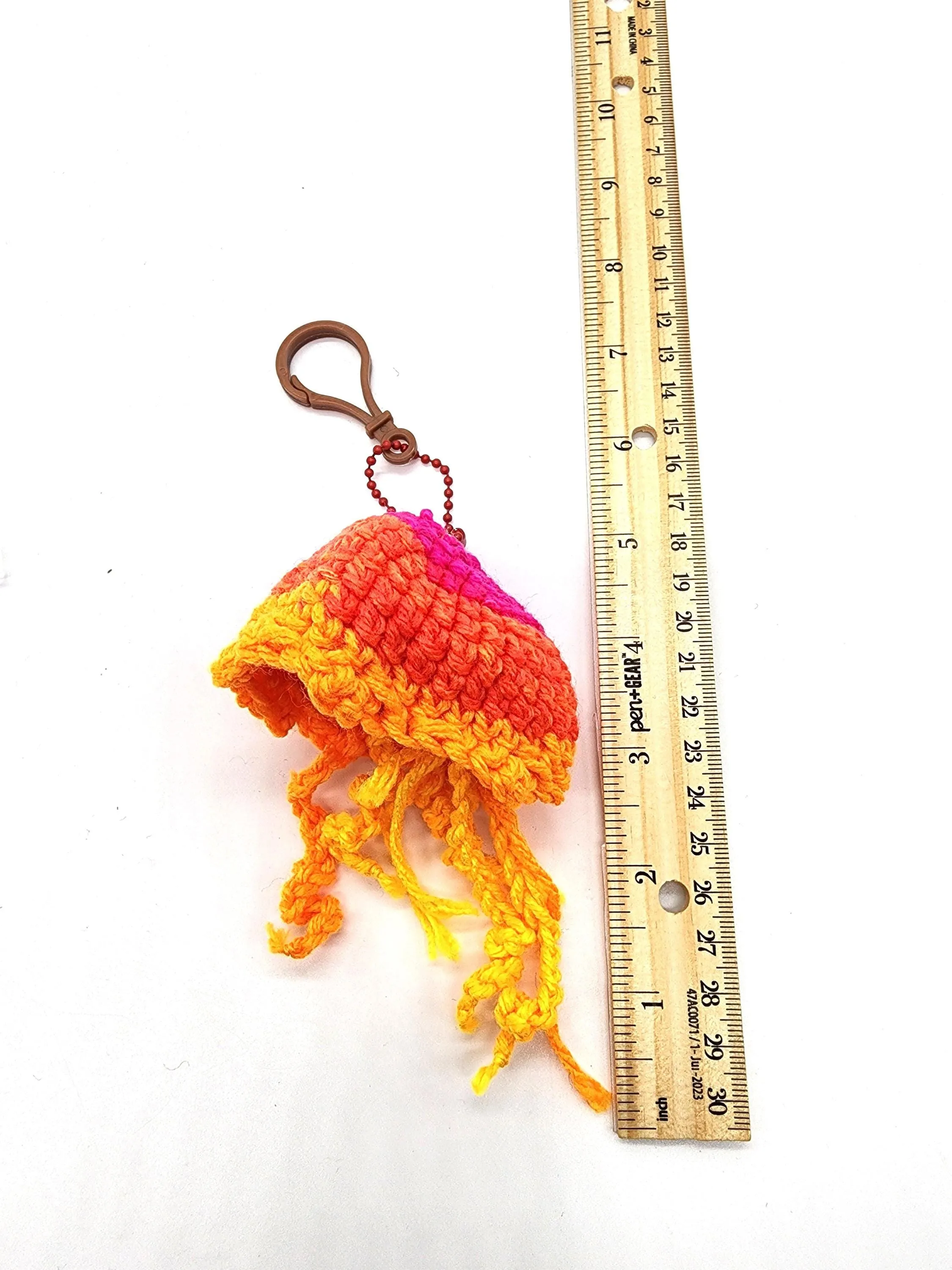 Multicolor Jellyfish Toy Keychain, Knit Animal Child Toy, Handmade Gift