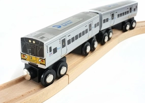 MUNI PALS Munipals Long Island Rail Road Wooden Railway M7 2-car Set–Child Safe and Tested Wood Toy Train
