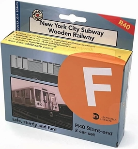 Munipals Wooden Subway F Line Train 6th Ave Local Car Set NYC R40 Slant End F - 2-car Set MP01-11SF
