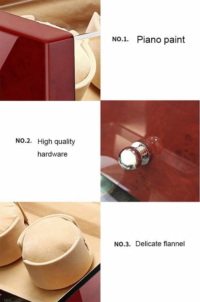 Mute Automatic Watch Winder with Drawer 4 7 Watches Storage Case Display Box Digital Display Piano Paint Soft (Brown A)