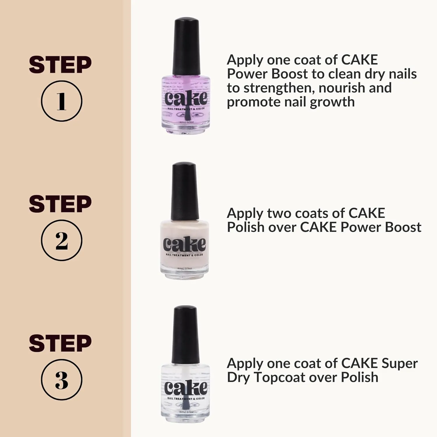 Nail Strengthener & Nail Polish Duo, Nail Repair for Damaged Nails, Nail Hardener & Growth, Non Toxic, Professional Applicator Brush, Keratin Enriched (See You Latte) - CAKE Power Boost (1 fl oz)