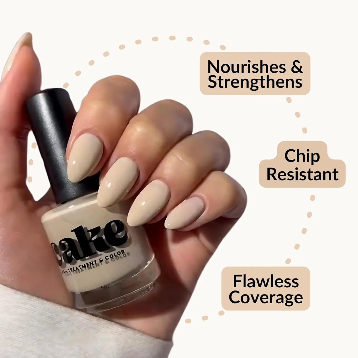 Nail Strengthener & Nail Polish Duo, Nail Repair for Damaged Nails, Nail Hardener & Growth, Non Toxic, Professional Applicator Brush, Keratin Enriched (See You Latte) - CAKE Power Boost (1 fl oz)