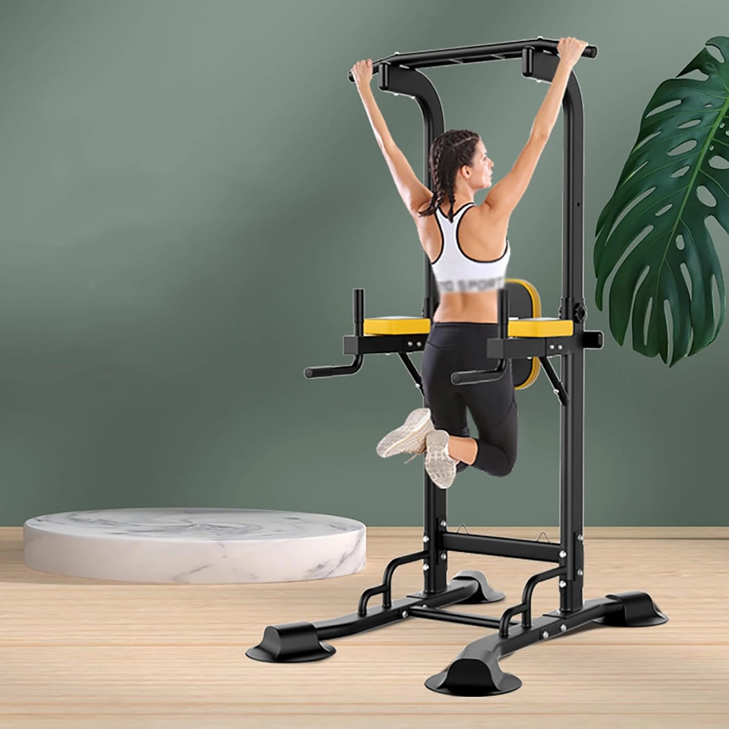 NaKeah Power Tower Dip Station Adjustable Pull Up & Dip Stands Multi-Function Strength Training Pull up Bar Fitness Equipment,Red