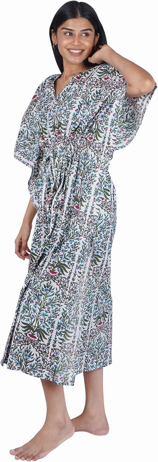 Namaste Trends 100% Cotton Kaftan Beach Swim Cover-Up: Resort Wear Dress for Women
