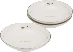 Narumi 41635-33452 Jill Stuart Plate Set, 3.5 inches (9 cm), White, Ribbon Pattern, Stylish, Cute, Wedding Gift, Set of 3, Made in Japan with Gift Box