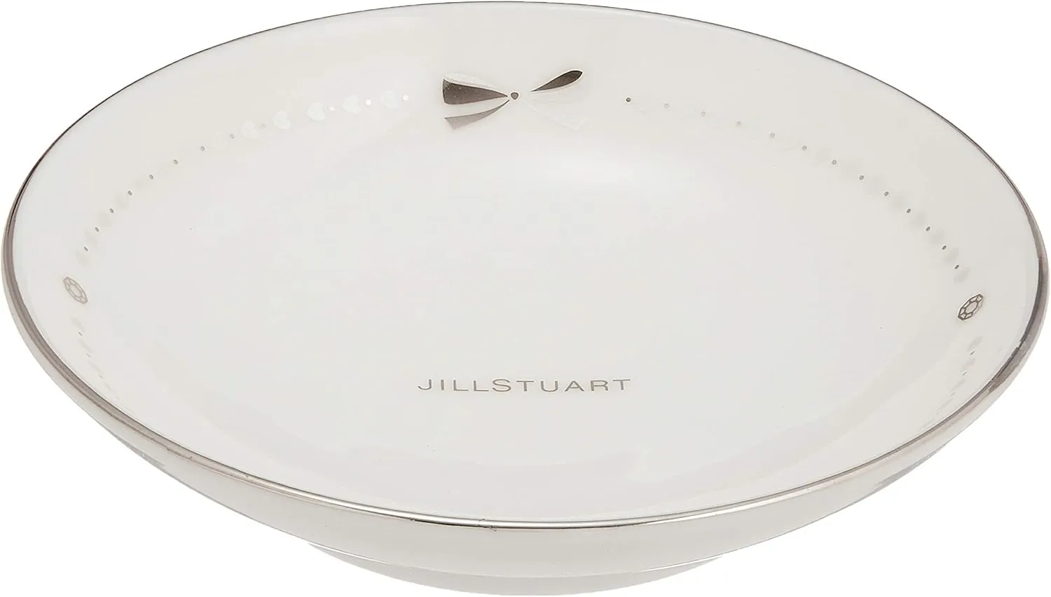 Narumi 41635-33452 Jill Stuart Plate Set, 3.5 inches (9 cm), White, Ribbon Pattern, Stylish, Cute, Wedding Gift, Set of 3, Made in Japan with Gift Box