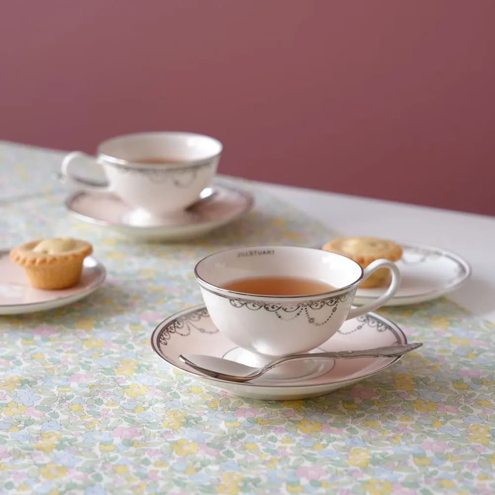 Narumi Jill STUART 51852-23116AZ Cup and Saucer Set, 6.8 fl oz (200 cc), Pink, Set of 2, Stylish, Cute, Wedding Gift, Tea, Coffee, Multi-purpose, Made in Japan, Gift Box Included, Wrapped