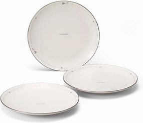 Narumi 41635-33353 Jill Stuart Plate and Plate Set, 6.3 inches (16 cm), Silver, Ribbon Pattern, Stylish, Cute, Set of 3, Made in Japan with Gift Box