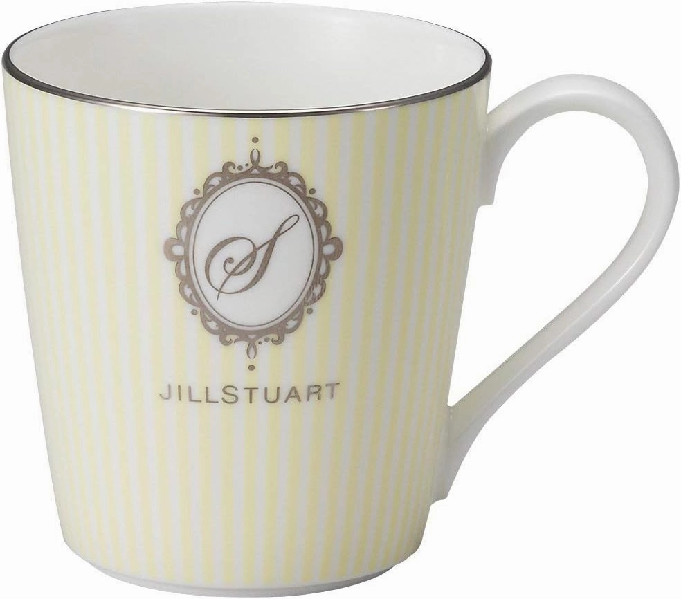 Narumi Jill STUART 51919-2773AZ Mug, Initial S, 9.8 fl oz (290 cc), Yellow Striped, Stylish, Cute, Wedding Gift, Gift, Made in Japan, Gift Box Included, Wrapped