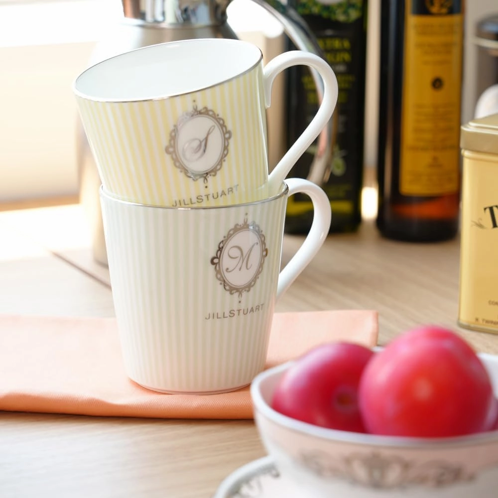 Narumi Jill STUART 51919-2773AZ Mug, Initial S, 9.8 fl oz (290 cc), Yellow Striped, Stylish, Cute, Wedding Gift, Gift, Made in Japan, Gift Box Included, Wrapped