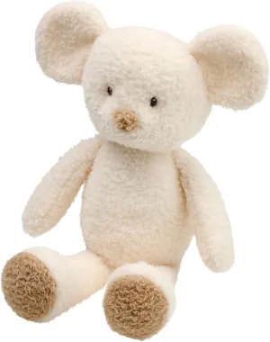 Nattou Soft Toy Mouse Travel Companion from Birth, Approx. 34 cm, Polyester, Teddy, White