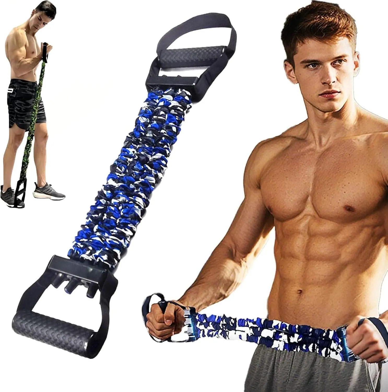 Natural Latex 3-Hole Resistance Stretcher, New Latex Resistance Band, High Elasticity & Tear Resistant Exercise Bands with Handles,Full-Body Basic Training,Strength Workouts