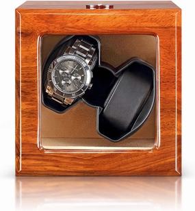 Natural Solid Wood Watch Winder Automatic Double Watch Winder Support USB, AC Adapter and Battery Powered Quite Motor Watch Winder Display Watch Case Watch Storage