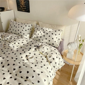 Nayoroom Black and White Heart Duvet Cover Full Size Black Hearts Printed on White Bedding Set 3 Pcs Cute Kawaii Soft Breathable Microfiber Comforter Cover Valentine Gifts for Kids Girls