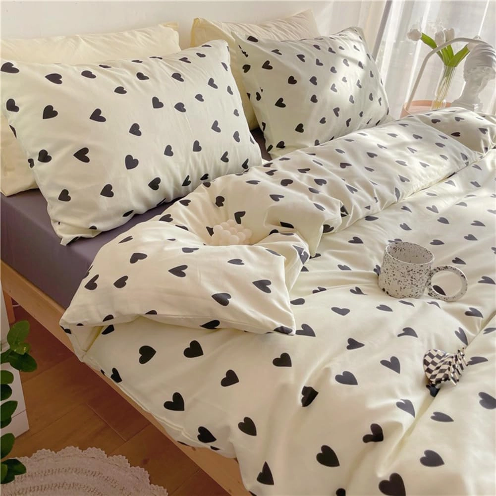 Nayoroom Black and White Heart Duvet Cover Full Size Black Hearts Printed on White Bedding Set 3 Pcs Cute Kawaii Soft Breathable Microfiber Comforter Cover Valentine Gifts for Kids Girls