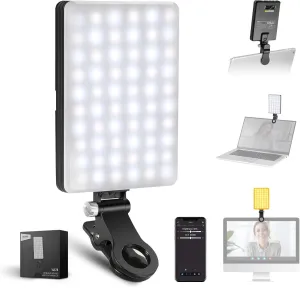 NEEWER BASICS VL67B Phone Selfie Light for iPhone with APP Control, Bi Color 2000mAh Clip On Fill Light for Vlogging Recording Live Streaming, Computer/Laptop/Webcam/Monitor Video Conference Lighting