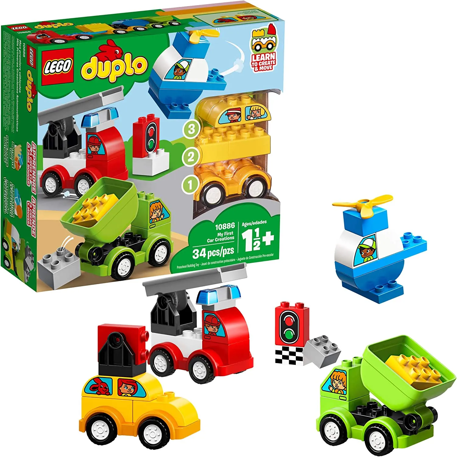New LEGO DUPLO My First Car Creations 10886 Building Blocks (34 Piece) Retails $85 