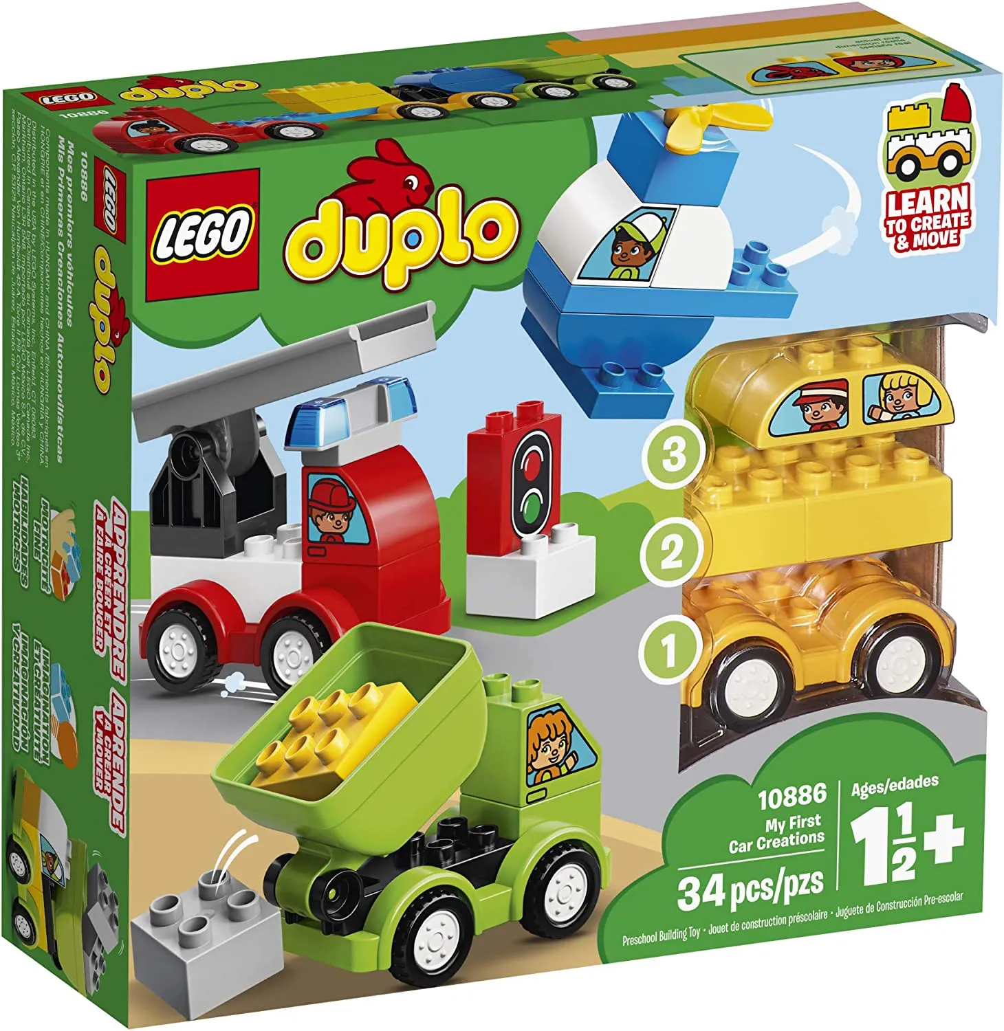New LEGO DUPLO My First Car Creations 10886 Building Blocks (34 Piece) Retails $85 