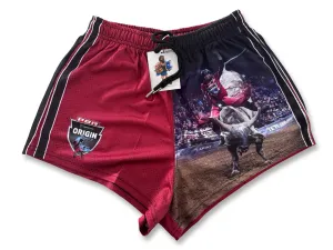 🔥NEW🔥 PBR ORIGIN Footy Shorts – QLD Maroons (With Pockets)