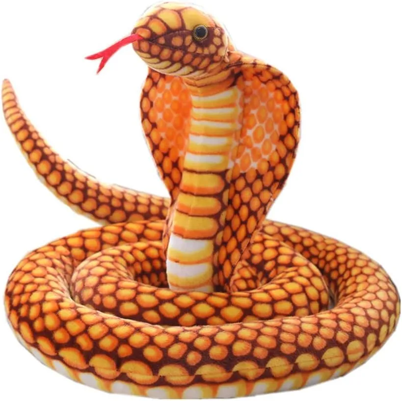 New Realistic Cobra Figure Lifelike Python Pit Viper Plush Toy Soft Stuffed Animal Snake Decor Birthday Gifts for Children (Yellow,91 inch)