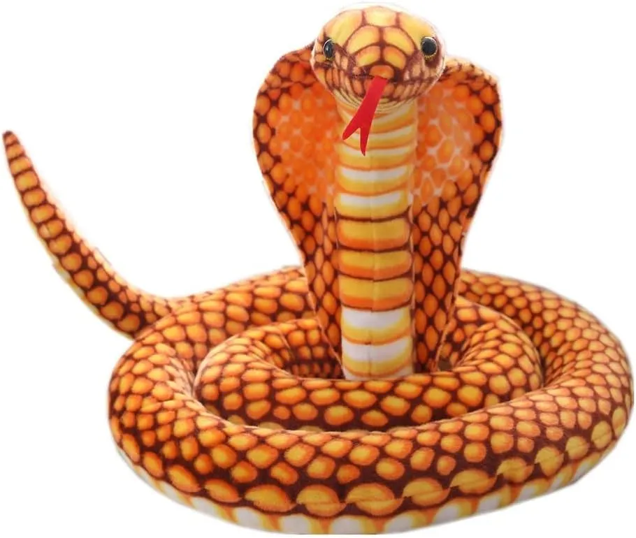 New Realistic Cobra Figure Lifelike Python Pit Viper Plush Toy Soft Stuffed Animal Snake Decor Birthday Gifts for Children (Yellow,91 inch)