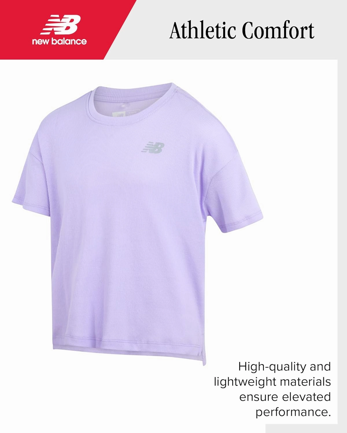 New Balance Girls Active Shorts Set - 2 Piece Performance Ribbed T-Shirt and Shorts - Cute Summer Outfit Set for Girls, 7-12