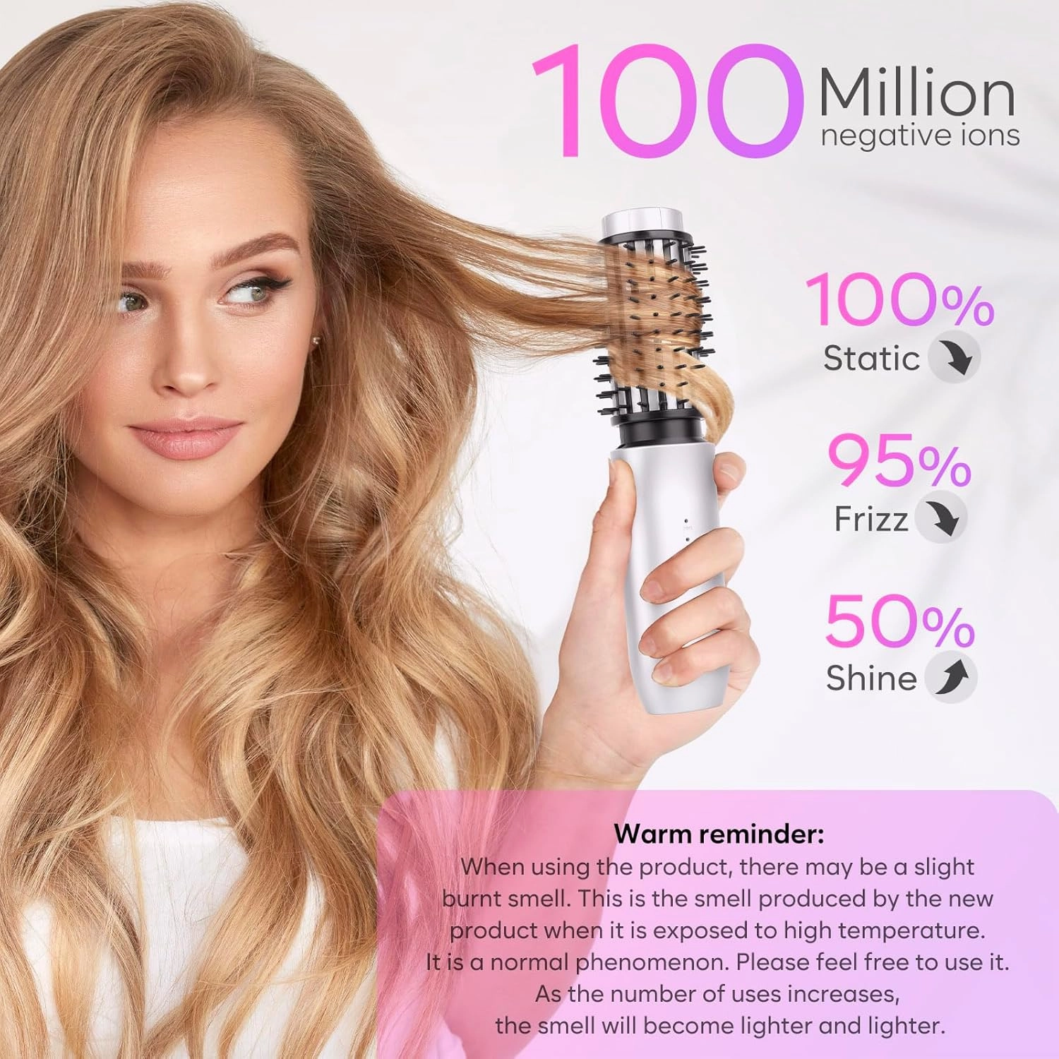 New Portable Travel Curling Iron Wand with Negative Ion, USB Rechargeable Mini Brush - 7000mAh, White
